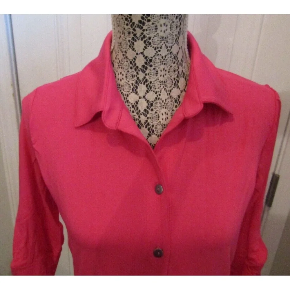 Pure Amici Shirt NWT Pink Button Front Blouse Bamboo Womens Size M